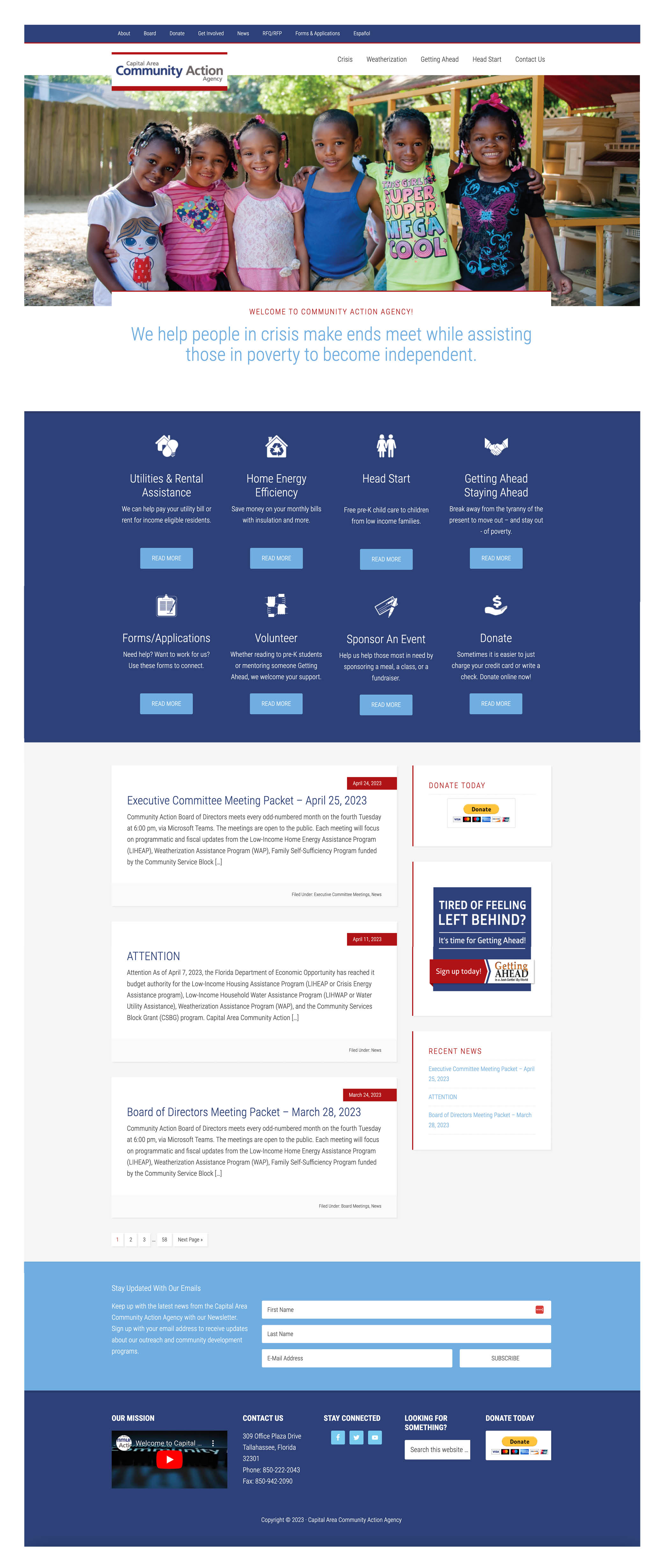 Capital Area Community Action Agency Website Homepage Design